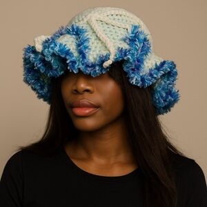 Blue Crochet Bonnet – Handmade